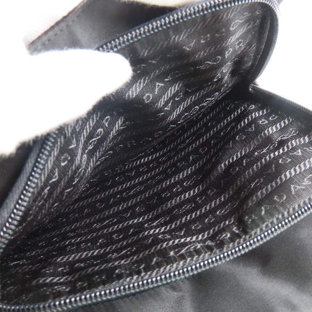Prada Chain Shoulder Bag Triangle Logo Nylon Leather Black - Picture 12 of 15